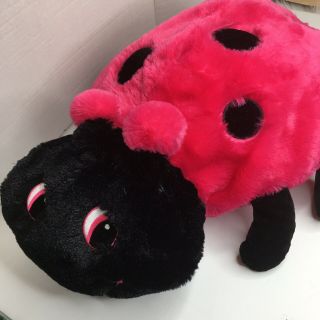 Dan Dee Plush Big Lady Bug Pillow Hot Pink Black 22” Soft Cute