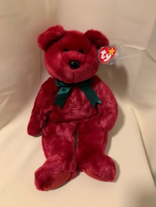 14 " Ty Beanie Buddy Buddies - Teddy Bear (cranberry) Plush Stuffed Animal