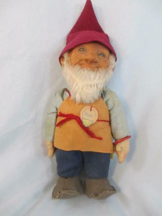Vintage German Steiff Gucki 7 " Gnome Dwarf Elf Toy Rubber Face 718,  1