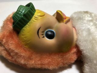 Vintage My Toy Rubber Face Stuffed Plush Duck 1964 Green Hat Peach White Animal 2