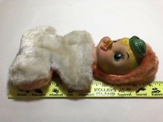 Vintage My Toy Rubber Face Stuffed Plush Duck 1964 Green Hat Peach White Animal 6