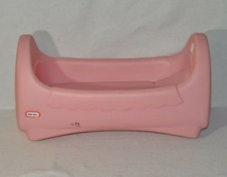 Vintage Pink Little Tikes Doll Cradle Rocking Bed Fits American Girl Baby 0119