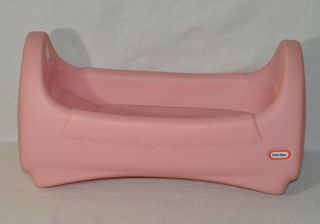 Vintage Pink Little Tikes Doll Cradle Rocking Bed fits American Girl Baby 0119 2