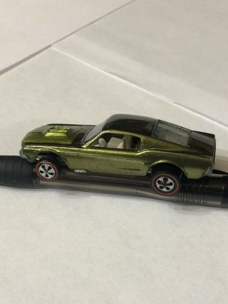 1968 Redline Hot Wheels Usa Olive Custom Mustang (nm)