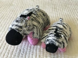 Set Of 2 Jumbo & Pee Wee Zebra Pillow Pets