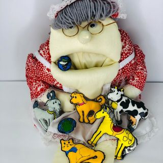 Almas Designs Plush Old Lady Who Swallowed A Fly And Animals Dog Cat Cow Goat