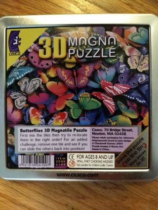 Butterfly Magna Puzzle - Ceaco 16 Piece Magnetic 3d Puzzle With Storage Tin