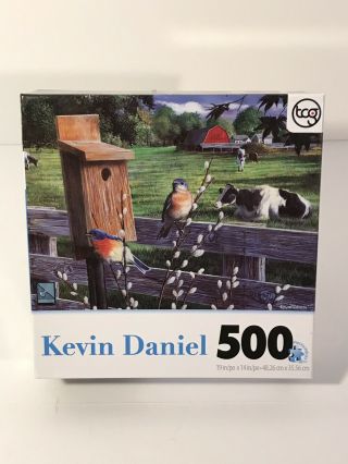 Kevin Daniel " Blue Bird & Cow " 500 Piece Jigsaw Puzzle Pre - Owned Good Conditio