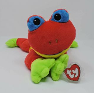 Ty Pillow Pals Ribbit Frog Plush Red Green 14 " Soft Toy Stuffed Animal