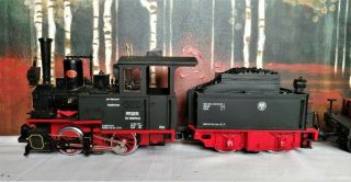 LGB 2015D 0 - 4 - 0 992015 Steam Locomotive,  Powered Tender & 4061 cargo G Scale 2