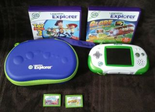 Leap Frog Leapster Explorer Learning System,  4 Games & Case Great