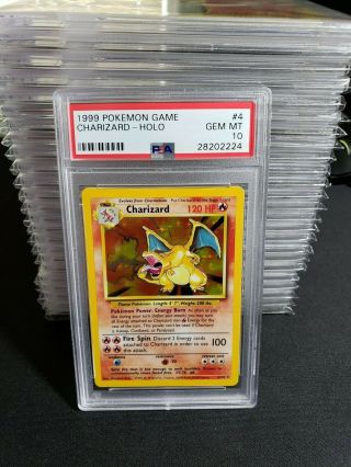 1999 Pokemon Charizard Holo Unlimited 4 - Base Set Psa 10 Gem