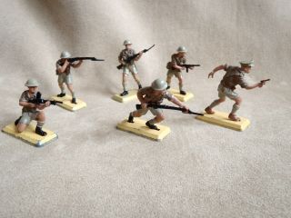 Britains 1/32 Deetail 1971 Ww2 British 8th Army Desert Rats - Set Of 6 Soldiers