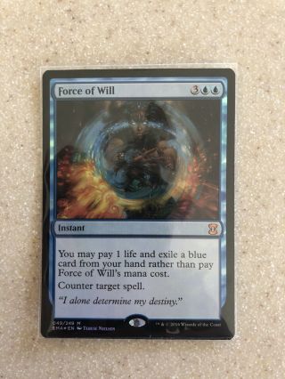 Mtg Force Of Will Eternal Masters Nm - Foil