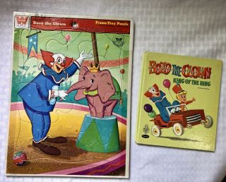 Vintage Bozo The Clown Whitman Tray Puzzle & Tell A Tale Book 60’s - 70’s