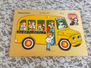 Fisher - Price No.  515 School Bus With Revealing & Funny Inside Picture,  1973