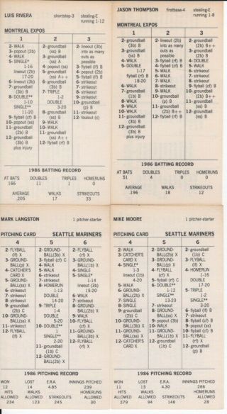 Strat - O - Matic Baseball: Complete 1986 Season,  24 Cards/team.