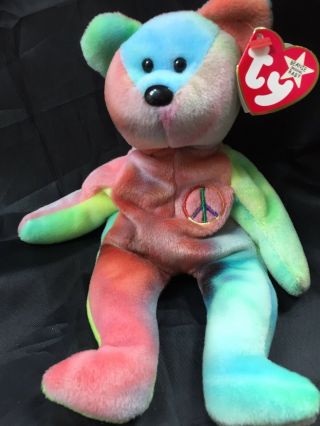Ty Beanie Baby - Peace The Ty - Dyed Bear