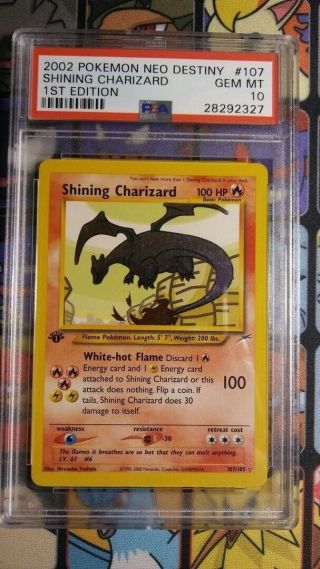 Pokemon Neo Destiny 1st Edition Shining Charizard 107/105 Psa 10 Gem