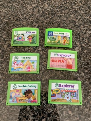 6 Leap Frog Leap Pad Explorer Games (girly) Dora Barbie Olivia Tinkerbell & More