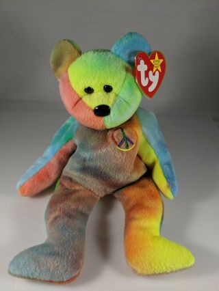 Peace Bear 4053 Ty Beanie Baby Mwmt Great Colors