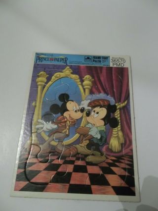 Walt Disney Mickey Mouse Prince And The Pauper Golden 12 Piece Frame Tray Puzzle
