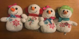 4 Dan Dee Snowman Snowgirl Pink Gift Earmuffs Hat Christmas Plush Toy 7 "