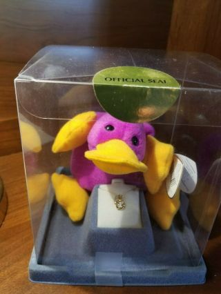 Ty Beanie Baby Patti The Platypus,  1993 In Collector Case With Necklace