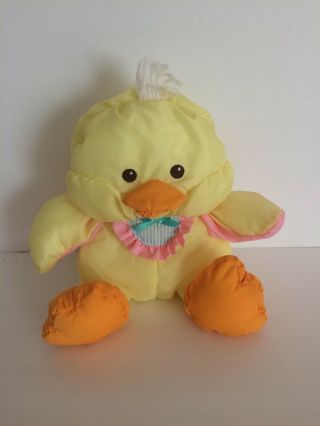 Fisher Price Puffalump Yellow Chick Duck Bib Plush Stuffed Animal 1992 Vtg S76