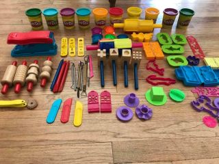 Play Doh Huge 62 Pc Set Of Tools Molds Cutters Fun Factory