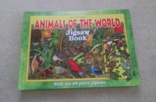 Jigsaw Puzzle Reading Book Animals Of The World W/six 48 - Piece Puzzles Jungle