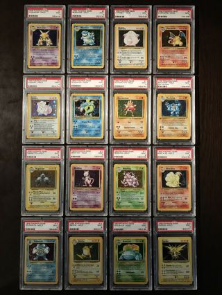 Pokemon Cards - Complete Psa 9 Unlimited Base Holo Set 1 - 16 Includes Charizard