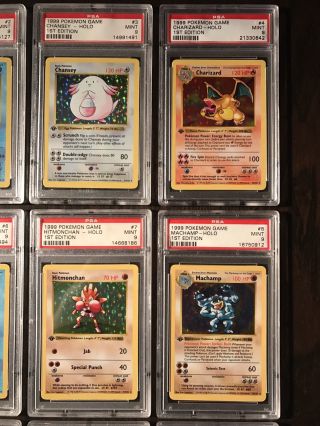 Pokemon Cards - Complete PSA 9 1st Edition Base Holo Set 1 - 16 Includes Charizard 3