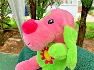 ✅ Vintage Dan Dee Pink & Green Flower Puppy Dog Lovey 10 