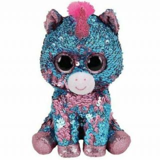 Celeste Unicorn Sequin Flippables Ty Beanie Boos Stuffed Animal Plush Small 6 "