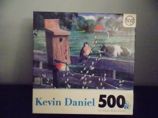 Kevin Daniel 500 Pc.  Puzzle Blue Bird And Cow 100 Complete