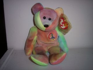 Ty Beanie Baby Peace The Bear Pvc Pellets Brown Nose Tag Errors