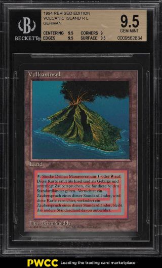 1994 Mtg Revised Edition German Dual Land Volcanic Island Fbb Bgs 9.  5 Gem (pwcc)