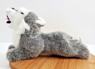 Howling Grey White Wolf Plush Siberian Husky 11” Stuffed Animal House Soft