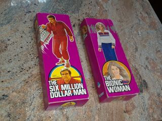 1970s Kenner Bionic Man And Woman Figures Near In Boxes