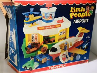 Vintage Fisher Price Little People Airport 1980 W/ Box 2502