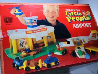 Vintage Fisher Price Little People Airport 1980 w/ Box 2502 2