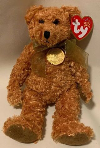 Ty Beanie Baby 100 Year Teddy Bear - Dob: 1/20/2002 Vintage Teddy Pristine Rare