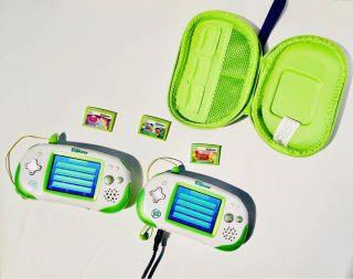 2 Leapfrog Leapster Explorer With 3 Games And 2 Console 1 Caring Case Hand Held