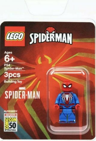 Sdcc 2019 Lego Exclusive Marvel Ps4 Spider - Man Minifigure Mini Fig On Hand