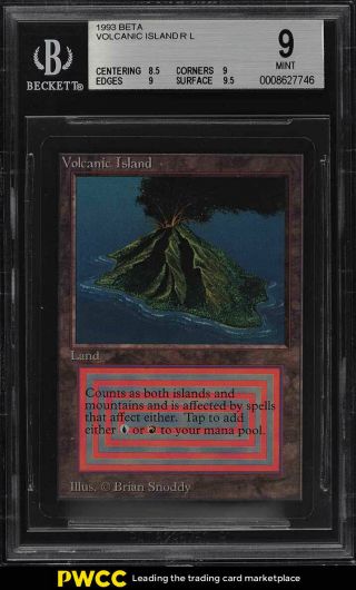 1993 Magic The Gathering Mtg Beta Dual Land Volcanic Island R L Bgs 9 Mt (pwcc)