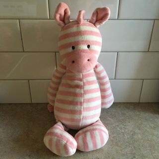 Jellycat Plush Stuffed Animal Pink Baby Lovey Twibble Zebra 11” Rare Retired Htf