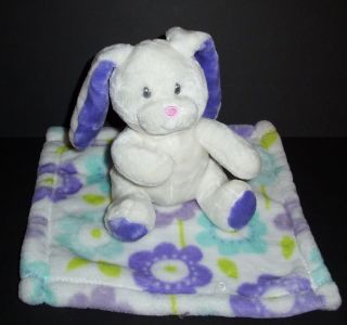 Flaw Little Miracles Bunny Plush Baby Blanket Sweet Snuggles Purple Flowers