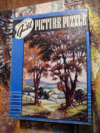 Whitman Guild Vintage 1940s Jigsaw Puzzle - From The Hillside - 304 Pc - Vg