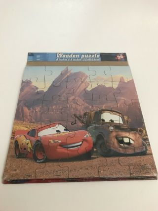 Disney Pixar Cars 2010 9” X 9” 25 Piece Wooden Picture Puzzle Lightning Mcqueen